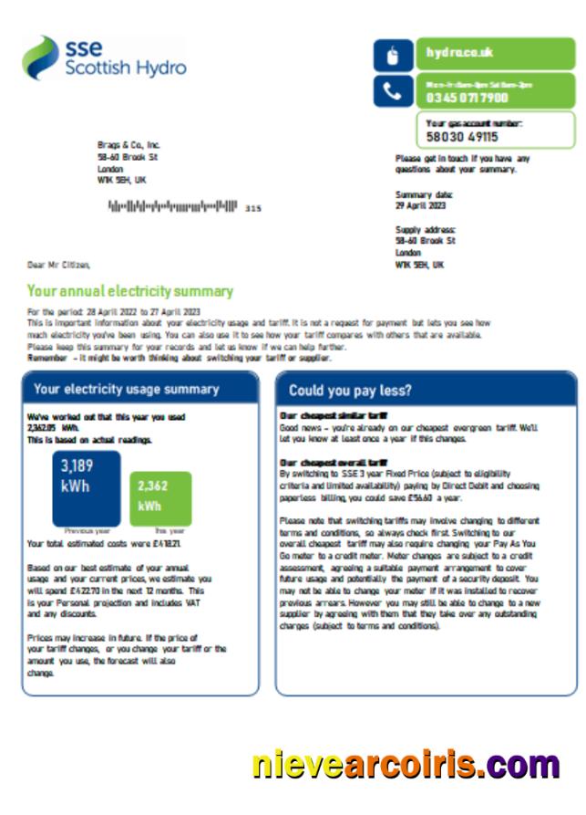 SSE Energy utility business bill